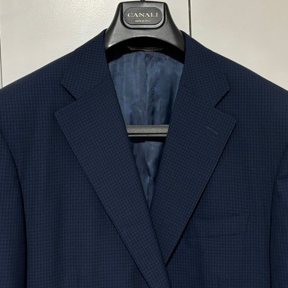 Canali Bue Checked Wool Sport Coat/ Blazer 44/46 Made in Italy - Picture 2 of 12